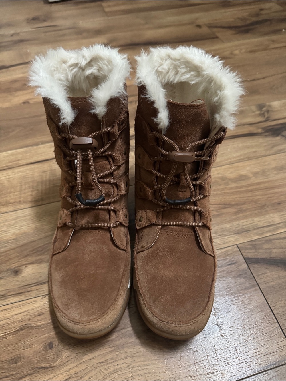 Sorel Brown Suede Faux-Fur Lined waterproof Winter Lace-Up Boots youth size 4